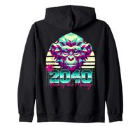 2040 Year of the Monkey 80s Retro Vaporwave Chinese Zodiac Zip Hoodie