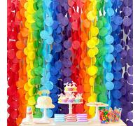205 ft Rainbow Party Decorations Large Polka Dots Tissue Paper Background Streamer Colourful Circle Dots Hanging Curtain Garland for Birthday Fiesta Carnival Baby Shower Wedding Engagement Accessories