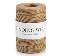 205m Paper Coated Binding Wire - 0.40mm Soft Florist Wire - Ideal for Wreath Making, Flower Arranging, and Craft Projects - Dark Green or Natural (Natural, 1 Roll)