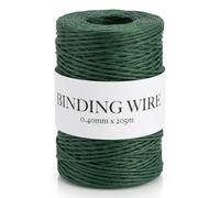 205m Paper Coated Binding Wire - 0.40mm Soft Florist Wire - Ideal for Wreath Making, Flower Arranging, and Craft Projects - Dark Green or Natural (Green, 1 Roll)