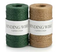 205m Paper Coated Binding Wire - 0.40mm Soft Florist Wire - Ideal for Wreath Making, Flower Arranging, and Craft Projects - Dark Green or Natural (Mixed, 2 Rolls)