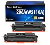 206A Black Toner Cartridge 2 Pack M283cdw W2110A Compatible Replacement for -UK-206A 206X W2110A W2110X Work for -UK-Color Laserjet Pro MFP M283fdw M255dw M283 M255 Printer Ink High Yield (with Chip)