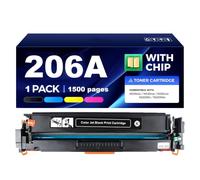 206A Toner Cartridge Printer Replacement for HP 206A W2110A W2111A W2112A W2113A Compatible for HP Color LaserJet Pro MFP M283fdn M283fdw M282nw M255dw M255nw,Black-1 pack