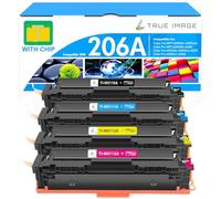 206A Toner Cartridges 4 Pack: M283fdw M283cdw M255dw 206X Set Compatible for HP 206 206A Color LaserJet Pro MFP M283fdw M283fdn M282nw M283 W2110A Printer High Yield Ink (Black Cyan Yellow Magenta)