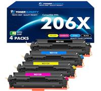 206X 206A Toner Cartridges 4 Pack High Yield M283fdw N283cdw Set Compatible Replacement for HP 206X 206A Color Laserjet Pro MFP M283cdw M255dw M283 Printer Ink (with Chip, Black Cyan Yellow Magenta)