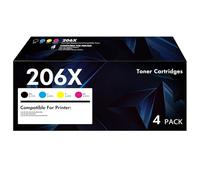 206X Toner Cartridges 4 Pack High Yield MFP M283fdw M282 206A Compatible for HP 206X 206A 206 M255dw Laserjet Color Pro MFP M283cdw M283fdw M255dw M283 M255 Printer Ink (Black Cyan Yellow Magenta)