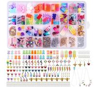 207 Pieces Charms Pendant Set, Jewellery Making Sets with Storage Box, Earrings Make Your Own Set, Bubble Tea Butterfly Bear, Gifts for Girls for DIY Bracelet, Necklaces, Jewellery
