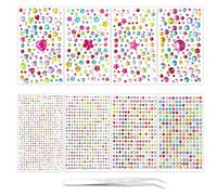 2076 Pieces Gems for Crafting, 8 Sheets Gem Stickers, Sticky Gems Bring a Tweezers, Self Adhesive Gems, Rhinestone Stickers for Face Nail Makeup Festival and Kids DIY