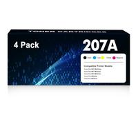 207A 207X Toner Compatible for HP 207A Toner Cartridge Multipack Color Laserjet Pro MFP M283fdw M255dw M282nw M283fdn M255nw M283 M255 M282 W2210A W2210X With Chip (4-Pack, Black Cyan Yellow Magenta)