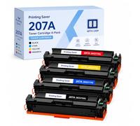 207A Toner Cartridge Set with Chip for HP Color LaserJet Pro, 4 Pack | Compatible with HP M255dw M255nw M282nw M283fdw M283fdn, W2210A W2211A W2212A W2213A