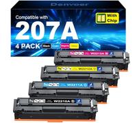 207A Toner with Chip Compatible for HP 207A 207X for HP Color Laserjet Pro MFP M283fdw Toner Cartridges M283fdn M283cdw M282nw M255dw M255nw W2210A W2211A W2212A W2213A Black Cyan Yellow Magenta