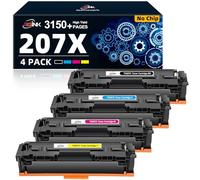 207X 207A Toner Cartridges No Chip Multipack-3150 Pages Replacement for HP 207A 207X Color Laserjet Pro MFP M283fdw M255dw M282nw M283fdn M255nw W2210A W2211A W2212A W2213A--Black Cyan Yellow Magenta