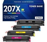207X 207A Toner Compatible for HP Color LaserJet Pro MFP M283fdw With Chip | Color LaserJet Pro MFP M283fdn M283 M255dw M282nw M255nw M255 M282 W2210X W2211X W2212X W2213X Black Cyan Yellow Magenta