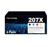 207X Toner with Chip Compatible with HP 207A 207X for HP Color LaserJet Pro MFP M283fdw, Black Toner for M283fdn, M283cdw, M282nw, M255dw, M255nw, W2210A, W2210X - Pack of 4 (CMYK)