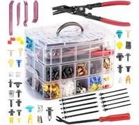2080PCS Auto Retainer Clips Kit with Fastener Plier, Trim Removal Tools and 3-Layer Organizer Box, 33 Most Common Push Rivets for Car Bumper, Fender, Door Panel and Interior Repair