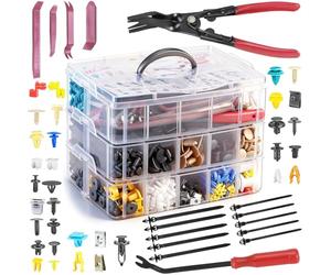 2080PCS Auto Retainer Clips Kit with Fastener Plier, Trim Removal Tools and 3-Layer Organizer Box, 33 Most Common Push Rivets for Car Bumper, Fender, Door Panel and Interior Repair