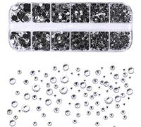 2088 Pcs Crystal Rhinestone Hot Fix Flat Back Rhinestone Glass Diamante Gem Crafts Decoration 6 Sizes for DIY Crafts Clothes Shoes Bags Nail Art Crystal Clear SS6 10 12 16 20 30