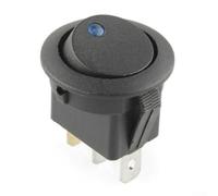 20A 12V DC Rocker Switch with LED Light - Round ON/Off for SPST Toggle Switch for Car Boat Marine Applications, 3-Pin Waterproof Rocker Switch(Blue)
