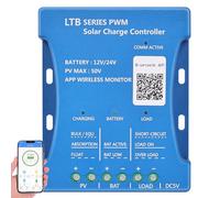 【20A Bluetooth Solar Charger Controller】DERUXI 20A PV:50V Bluetooth Solar Controller 12V/24V Solar Panel Controller Intelligent Solar Charger Controller PWMs for Lead Acid, LiFePO4, Lithium Batteries