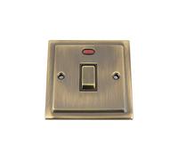 20A Double Pole Switch w/Neon Indicator - Victorian Antique Brass