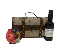 20cl Taylor's Late Bottled Vintage Port with 100g Festive Pudding Presented in a Rose Design Food Hamper Chest