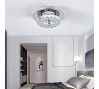 (20cm 1 Head-Round, Cool White) Modern LED Ceiling Light Crystal Flush Chandelier