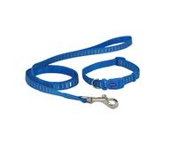 (20cm - 30cm, Blue) Ancol Small Bite Reflective Dog Collar And Lead Set