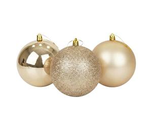 20cm/3Pcs Large Champagne Baubles PVC Shatterproof Glossy, Matt, Glitter Finish Christmas Balls Ornaments Assorted Set- Festive Xmas Tree Hanging Decorations, Round Ornament for Holiday Home Decor