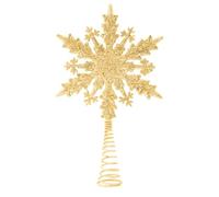 20CM/7.8" Gold Snow Christmas Tree Topper Glitter & Shine for Medium Trees Easy Snap-On Hollow Base Plastic Tree Top Star Decor