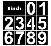 20cm (8”) Large Number Stencils, 10pcs Reusable Plastic Curb Address Number Stencils 0-9 Plastic Address Numbers Stencil Templates for Painting DIY Art Projects Decoration