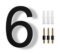 20cm 8inches Floating Black/Silver Letter A-D Digits 0-9, House Numbers for Outside Acrylic, Mailbox Number Plaque Address Plate Houses Sign, for Yard Home Street Apartment Exterior(Black,6)