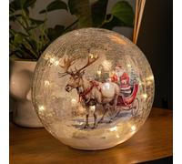 20cm Battery Operated Light up Santa Sleigh Crackle Glass Ball with 15 Warm White LEDs Samuel Alexander Clear One Size
