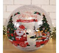 20cm Battery Operated Twinkling Warm White LED Crackle Effect Ball Christmas Decoration with Santa and Friends in Train Samuel Alexander Beige One Size