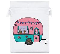 20cm 'Caravan Fun' Satin Drawstring Bag/Pouch (SB00120119)