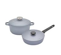 20cm Cast Aluminium Casserole Dish Grey & 24cm Forged Aluminium Saute Pan Set - Grey