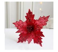 20CM Christmas Artificial Flowers with Sequin & Flannel Texture - Ideal Decor for Trees and Holiday Displays(3)