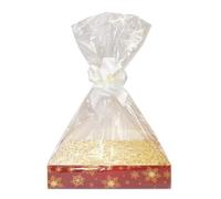 20cm CREAM DIY Basket Hamper Kit - Snowflake Easy-Fold Cardboard Tray, Cream Shred, Cream Bow, Cellophane Bag & Cream Gift Tag (Small - 20cm x 15cm x 5cm high)