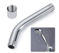 20cm Curved Forward Shower Head Extension Arm, Universal G1/2" Stainless Steel Pipe Connector for Handheld Shower & Hose Wall Mounted Showerhead Extender for Home Bathroom Accessory