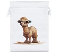 20cm 'Cute Baby Camel Watercolor Illustration ' Satin Drawstring Bag/Pouch (SB00116943)