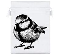 20cm 'Cute Blue Tit' Satin Drawstring Bag/Pouch (SB00118391)