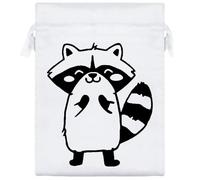 20cm 'Cute Raccoon Standing' Satin Drawstring Bag/Pouch (SB00115183)