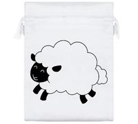 20cm 'Cute Woolly Sheep' Satin Drawstring Bag/Pouch (SB00123587)