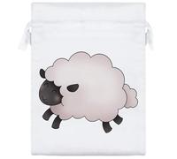 20cm 'Cute Woolly Sheep' Satin Drawstring Bag/Pouch (SB00123591)