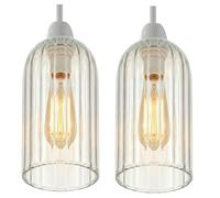20cm Cylinder Drum Lamp Shade -2Pack Modern Ceiling Lampshade with E27 Easy Fit, Metal Light Shade for Pendant Light, Contemporary Lighting for Living Room, Bedroom, Dining Room (Style 1)