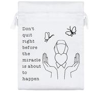 20cm 'Don't Quit Right Before The Miracle' Satin Drawstring Bag/Pouch (SB00117667)