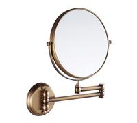 20cm Double-Sided Brass Wall Makeup Mirror with 3X Magnification & Folding Arm - Ideal for Bathroom, Vanity, Shaving & Beauty Routine.