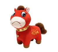 20cm Double-Sided Crying Happy Equine Plush Toy, Chinese New Year Festive Mascot Stuffed Animal, Cute Novelty Toy for Kids & Collectors (Red, 20)