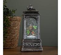 20cm Dual Powered Light up Christmas Robin Water Spinner with White LEDs