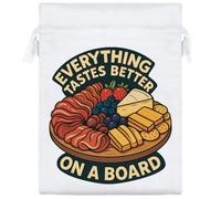 20cm 'Everything Tastes Better On A Board' Satin Drawstring Bag/Pouch (SB00120371)