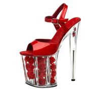 20cm Extreme High Heels Platform Sandals for Women | Plus Size Stripper Heels for Nightclub Performance & Professional Pole Dance,Red,5 UK